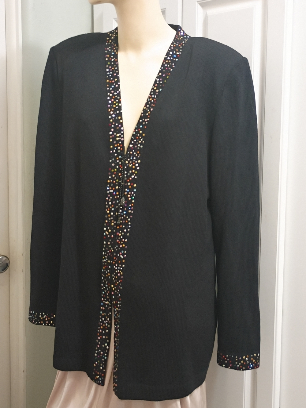 ❤️ST JOHN EVENING MARIE GRAY SWAROVSKI CRYSTAL SANTANA KNIT JACKET SZ 12 $1495